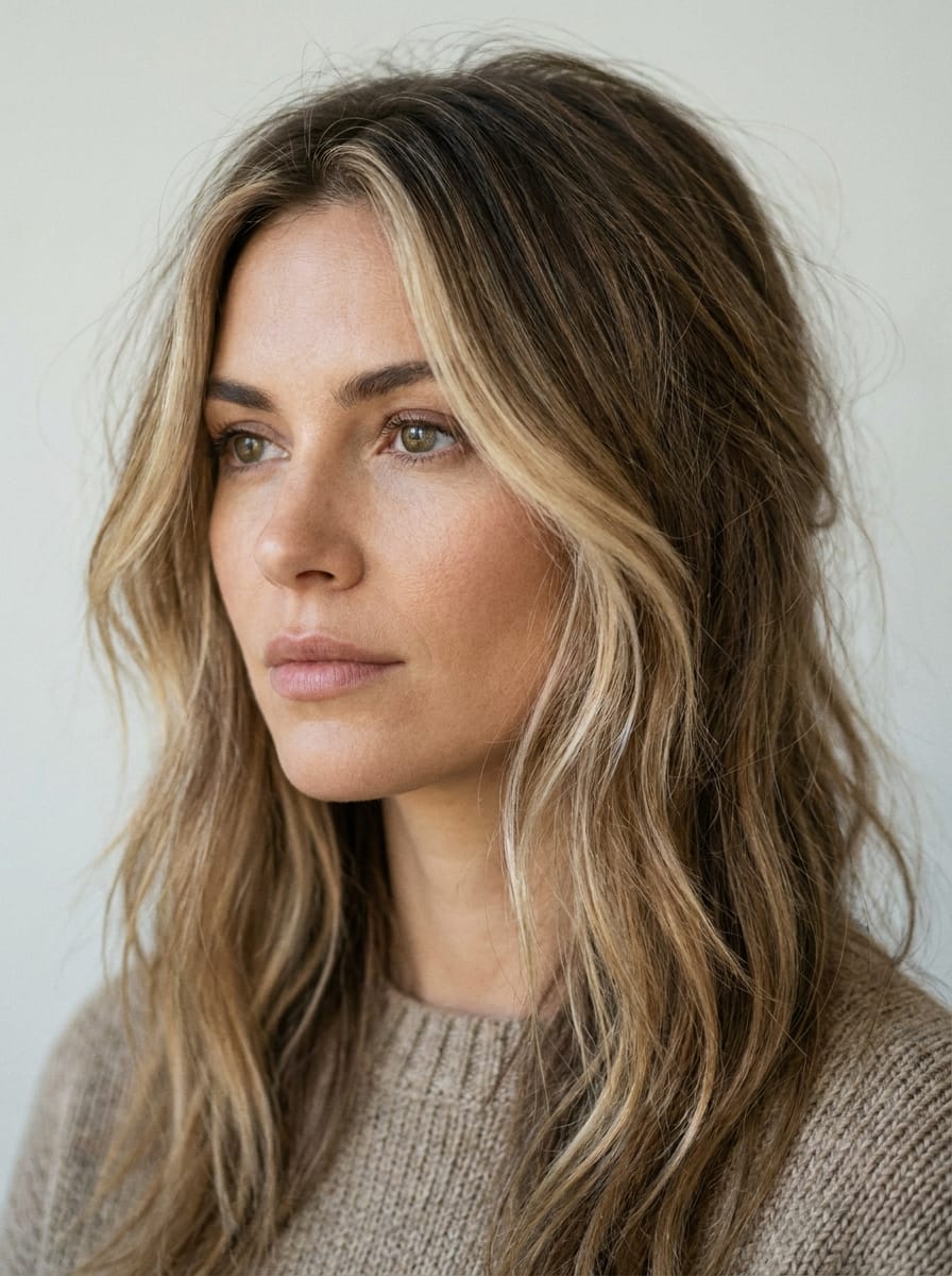 Dunkelblond mit Face-Framing Highlights - Dunkelblonde Haare mit Highlights